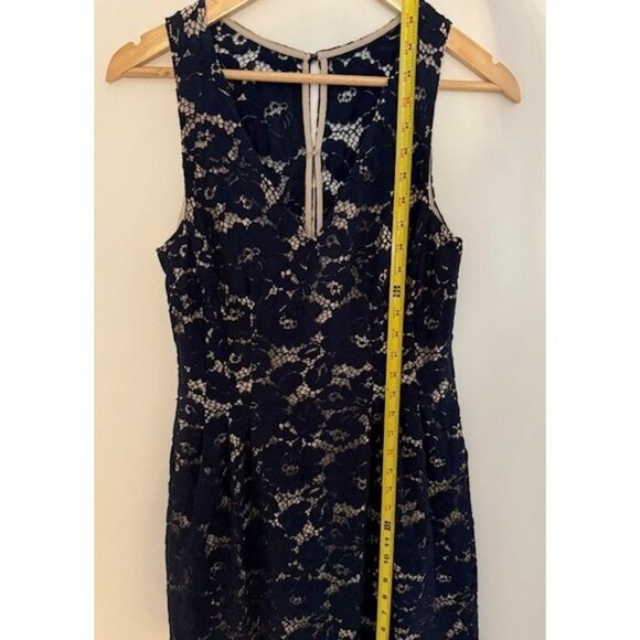 Navy Blue 10 Sleeveless Lace Dress Bodycon Romantic Holiday Party Sheer Glam - Picture 6 of 10